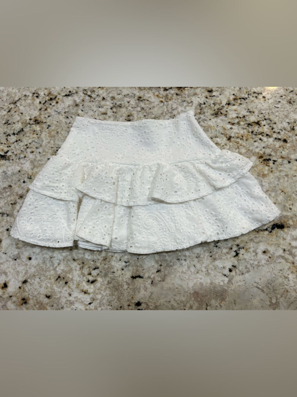 Katie J White Eyelet Ruffle Mini Skirt for Tweens/Teens